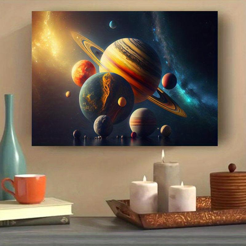 Abstract Art Canvas Painting Solar System Wall Art