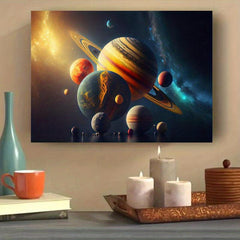 Abstract Art Canvas Painting Solar System Wall Art