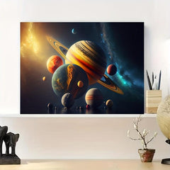 Abstract Art Canvas Painting Solar System Wall Art