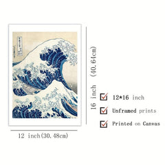 3pcs Hokusai's Great Wave Woodblock Art Poster Japanese Kanagawa Print
