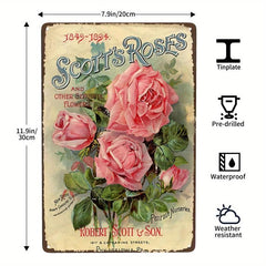 Vintage Garden Lavender Flowers Metal Tin Sign