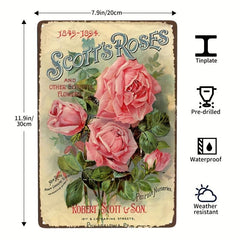 Vintage Garden Lavender Flowers Metal Tin Sign