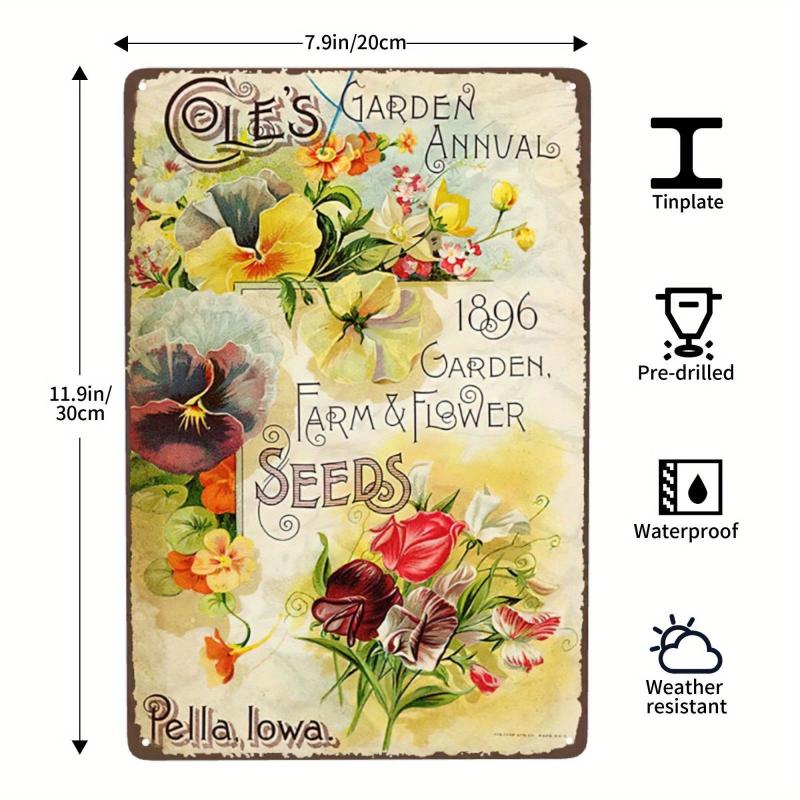 Vintage Garden Lavender Flowers Metal Tin Sign