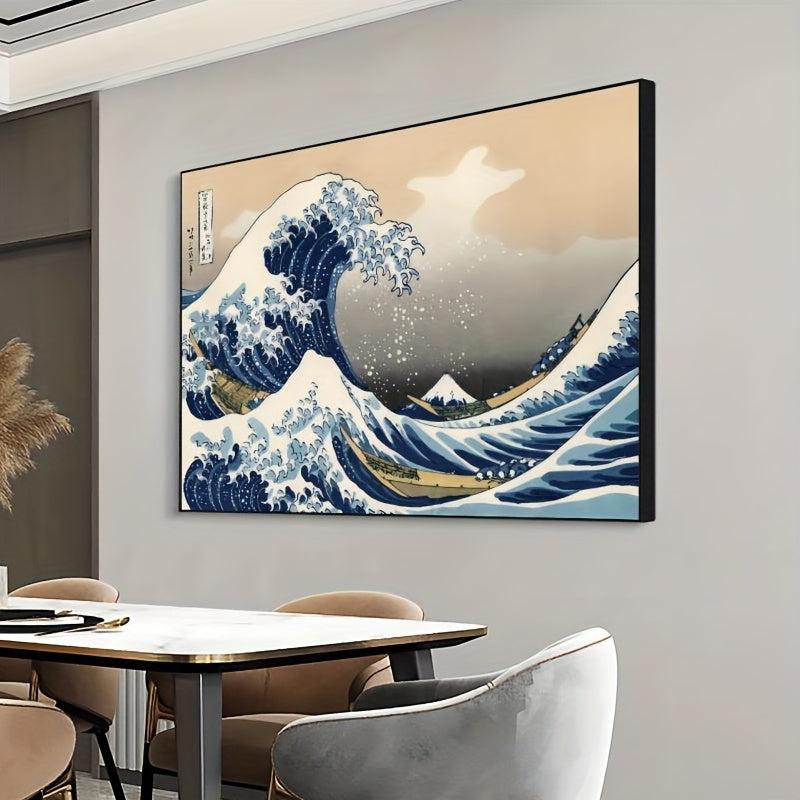 Japanese Wave Abstract Landscape Canvas Painting