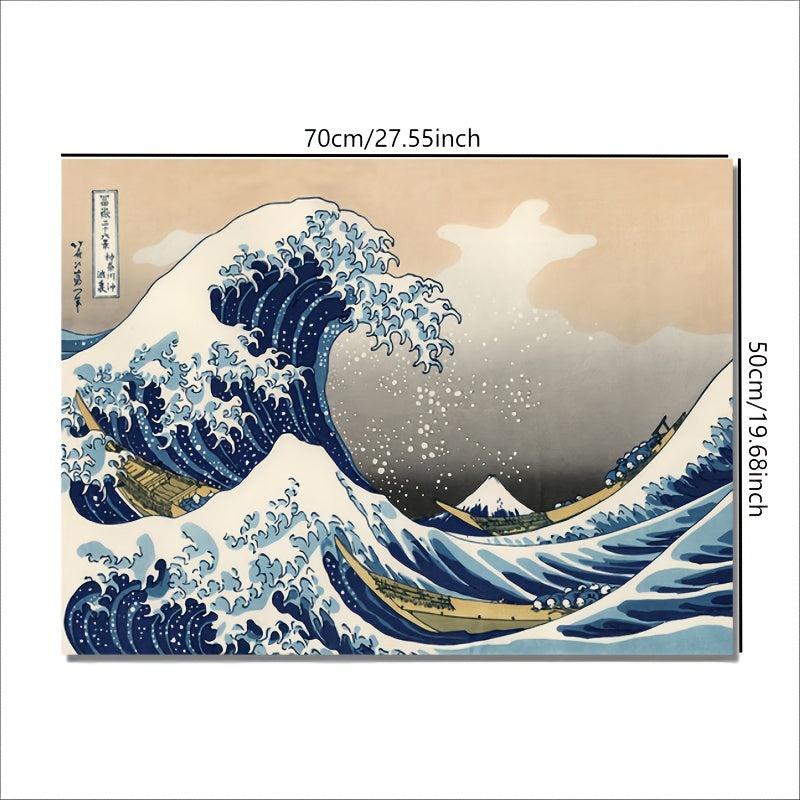 Japanese Wave Abstract Landscape Canvas Painting