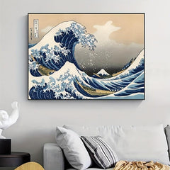 Japanese Wave Abstract Landscape Canvas Painting