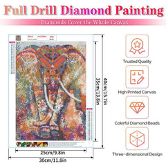 Elephant Diamond Painting Kit 5D Full Drill Round Rhinestone Art