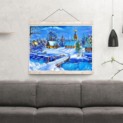 Snow Village Diamond Painting Kit Landscape Rhinestone Art 7.9x11.8in