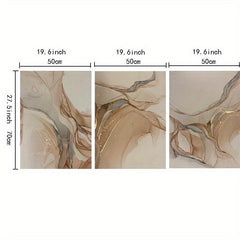 3pcs Beige Golden Marble Fluid Canvas Wall Art