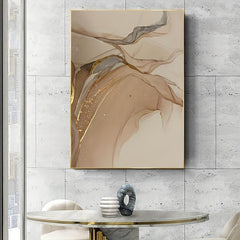 3pcs Beige Golden Marble Fluid Canvas Wall Art
