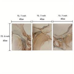 3pcs Beige Golden Marble Fluid Canvas Wall Art