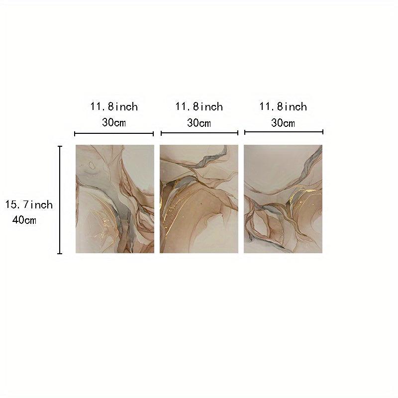 3pcs Beige Golden Marble Fluid Canvas Wall Art