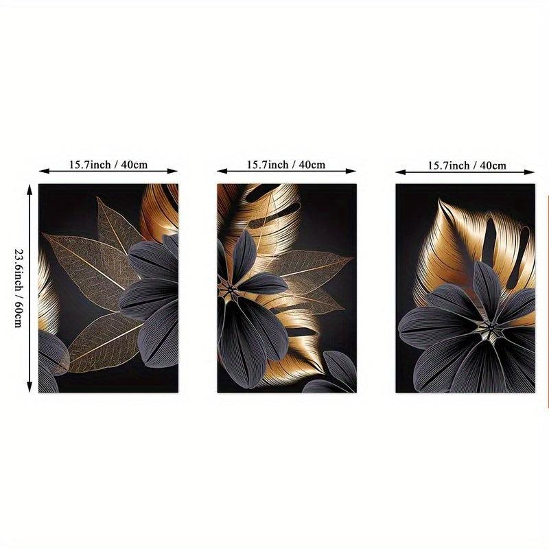 Golden Plant Leaf Canvas Painting Wall Art Nordic Living Room Decor