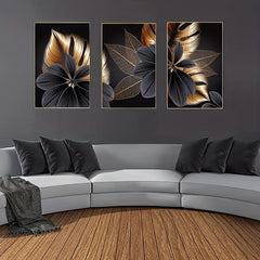 Golden Plant Leaf Canvas Painting Wall Art Nordic Living Room Decor
