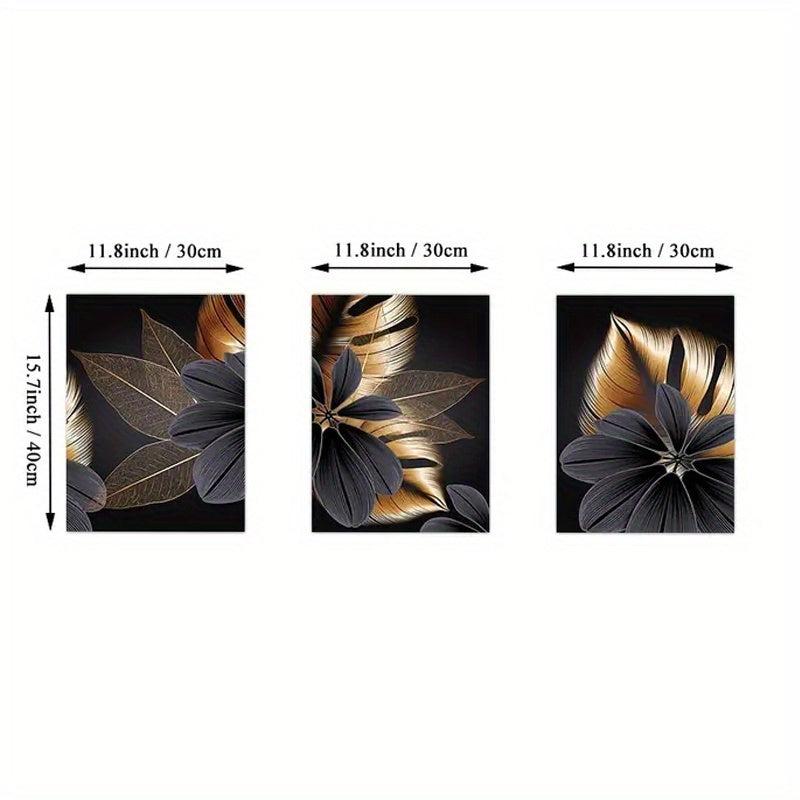 Golden Plant Leaf Canvas Painting Wall Art Nordic Living Room Decor