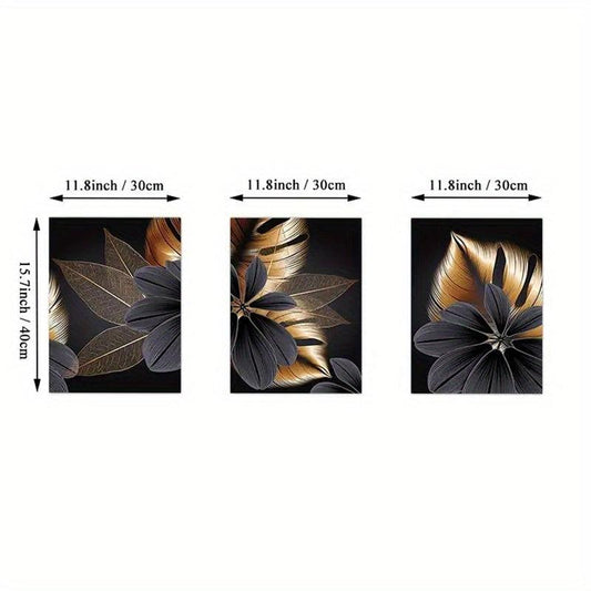 Golden Plant Leaf Canvas Painting Wall Art Nordic Living Room Decor