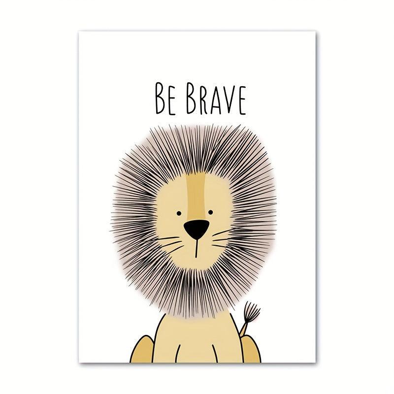 6pcs Cartoon Animal Canvas Poster Children's Room Decor