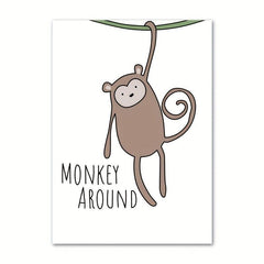 6pcs Cartoon Animal Canvas Poster Children's Room Decor