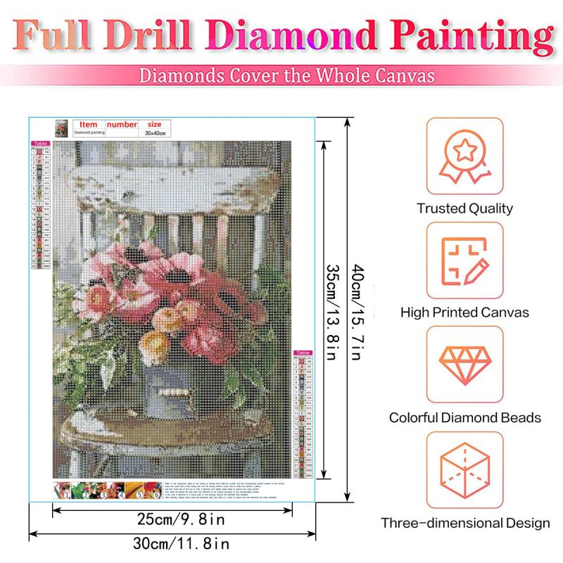 5D Diamond Painting Kit Flowers Crystal Diamond Decor 11.8x