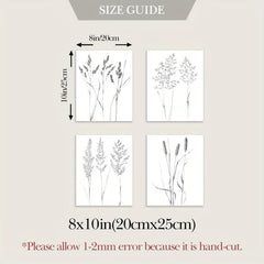 4pcs Canvas Poster Modern Wheat Canvas Painting
