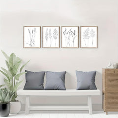 4pcs Canvas Poster Modern Wheat Canvas Painting