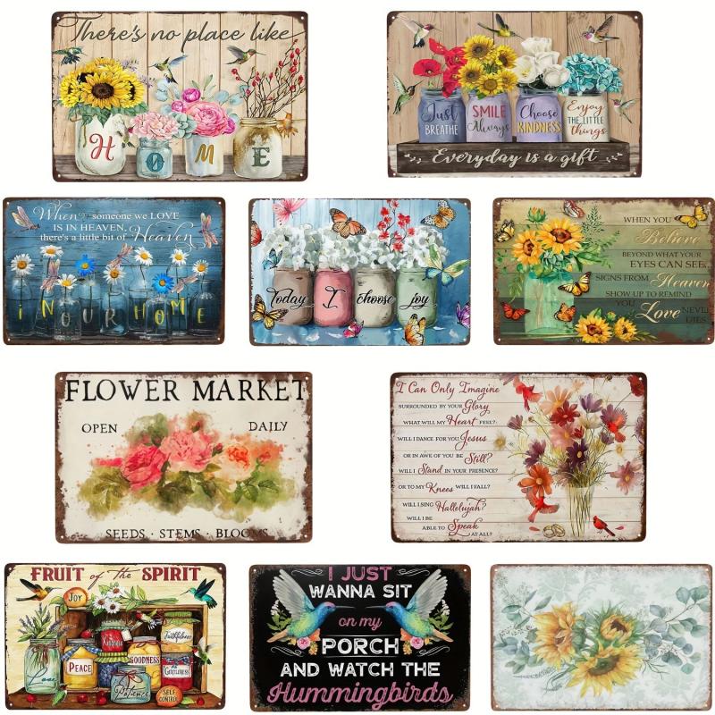 Floral Nature Plants Tin Retro Sign for Wall Decor