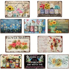 Floral Nature Plants Tin Retro Sign for Wall Decor