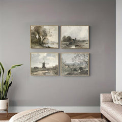 4pcs Canvas Poster French Countryside Painting