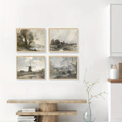 4pcs Canvas Poster French Countryside Painting