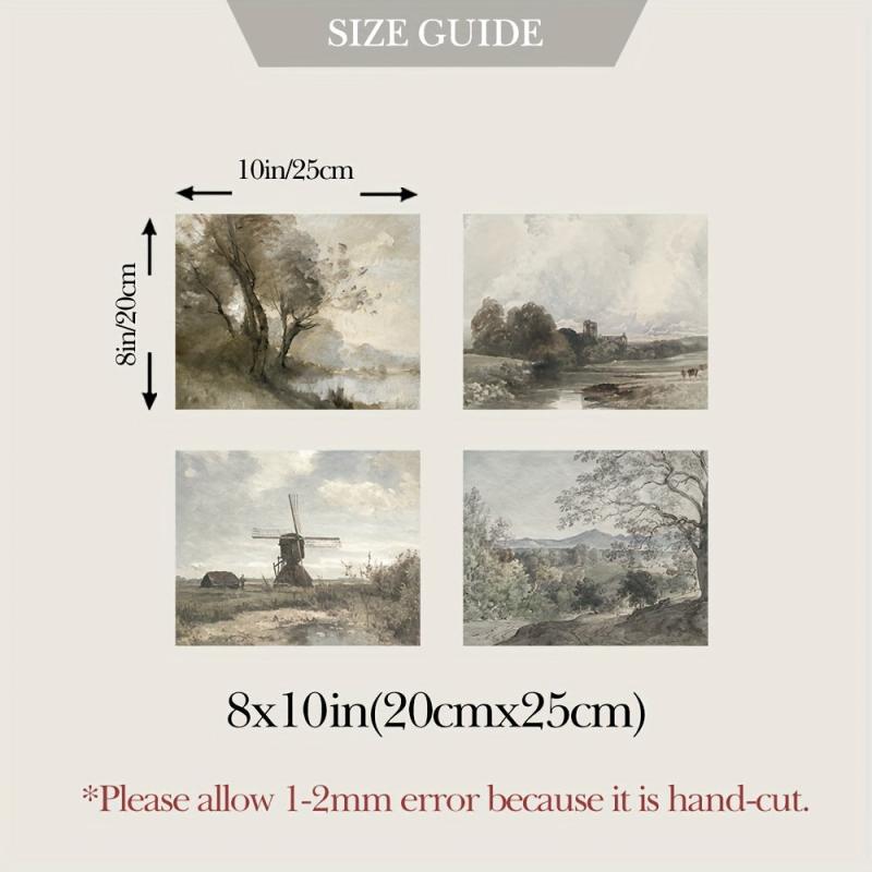 4pcs Canvas Poster French Countryside Painting