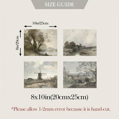 4pcs Canvas Poster French Countryside Painting