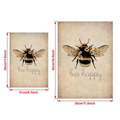 Canvas Poster Bee Happy Print Nature Wall Art Home Decor