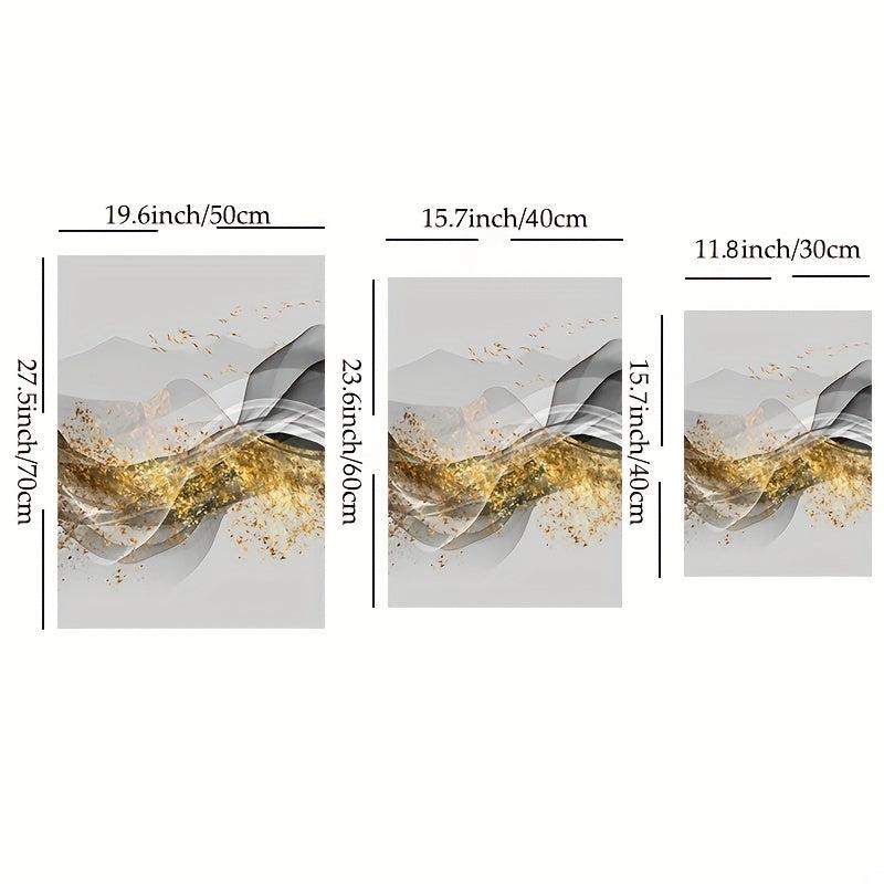 3pcs Minimalist Sofa Background Wall Paintings - Ink Foil Bird Tri
