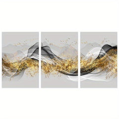 3pcs Minimalist Sofa Background Wall Paintings - Ink Foil Bird Tri