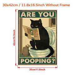 Are You Pooping Cat Kitten Watching Newspaper In Toilet Funny Anim