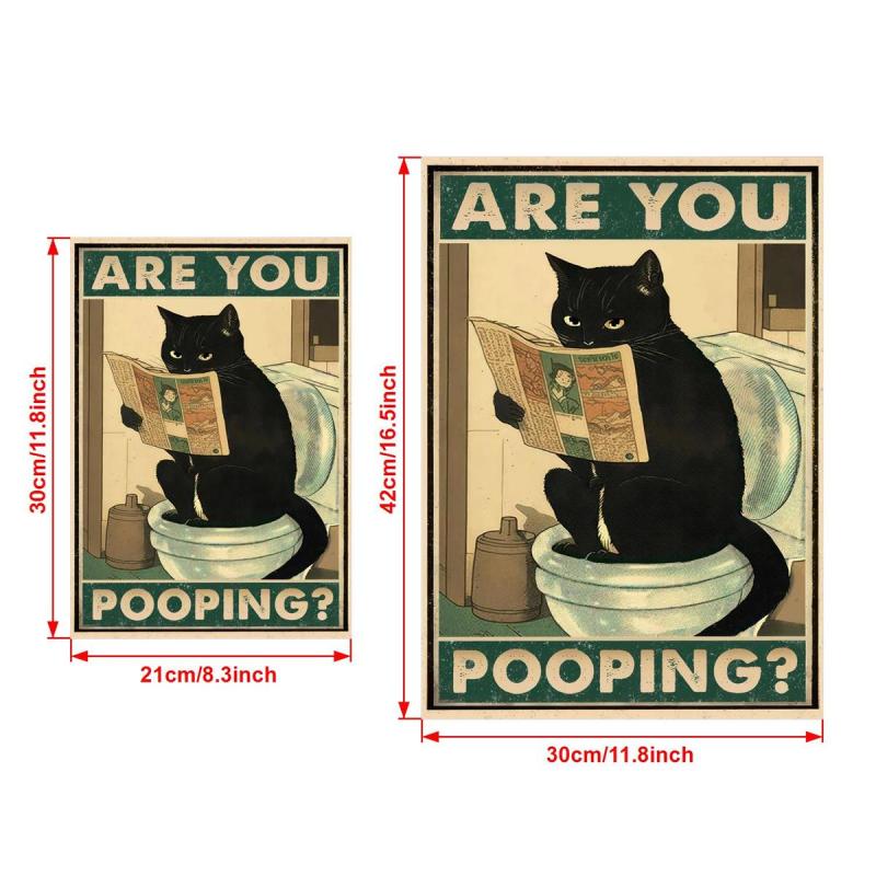 Are You Pooping Cat Kitten Watching Newspaper In Toilet Funny Anim