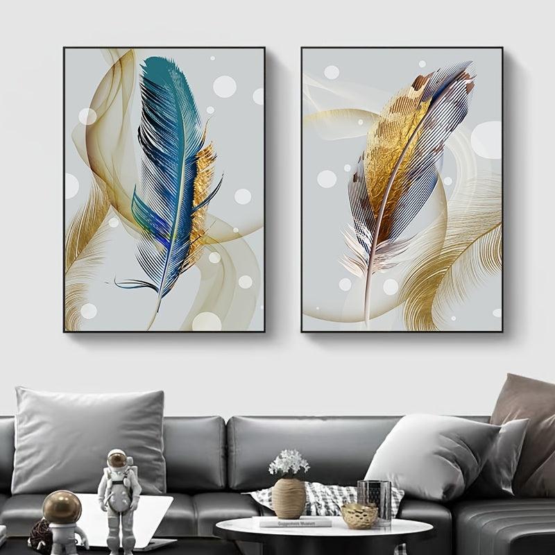 3pcs Golden Feather Canvas Painting HD Prints for Home Decor