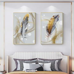 3pcs Golden Feather Canvas Painting HD Prints for Home Decor
