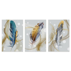 3pcs Golden Feather Canvas Painting HD Prints for Home Decor
