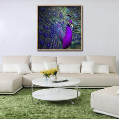 Peacock Diamond Painting Kit Full Drill Embroidery 30x30cm Stunning Wall Decor