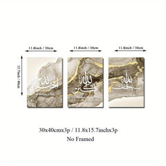 Islamic Gilded Marble Canvas Art Poster for Decor