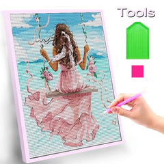 Girl Swing Full Of Diamonds Wall Hanging Ornament
