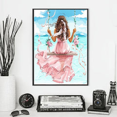 Girl Swing Full Of Diamonds Wall Hanging Ornament