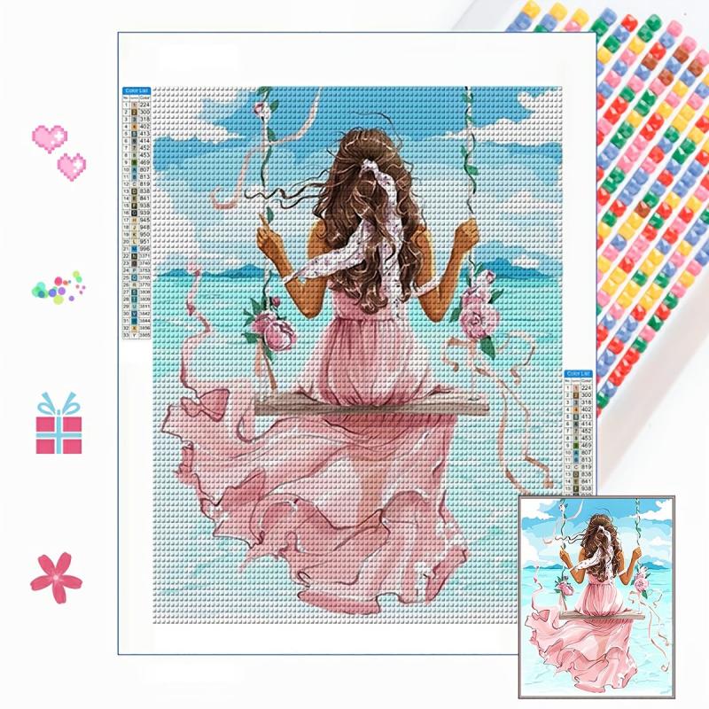 Girl Swing Full Of Diamonds Wall Hanging Ornament