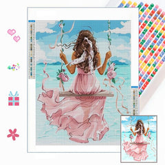 Girl Swing Full Of Diamonds Wall Hanging Ornament