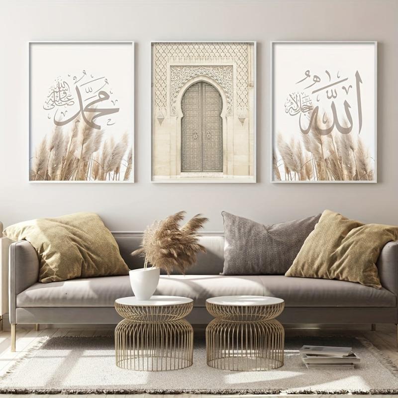 3pcs Log Style Moroccan Architecture Canvas Art Posters