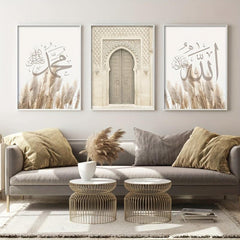 3pcs Log Style Moroccan Architecture Canvas Art Posters