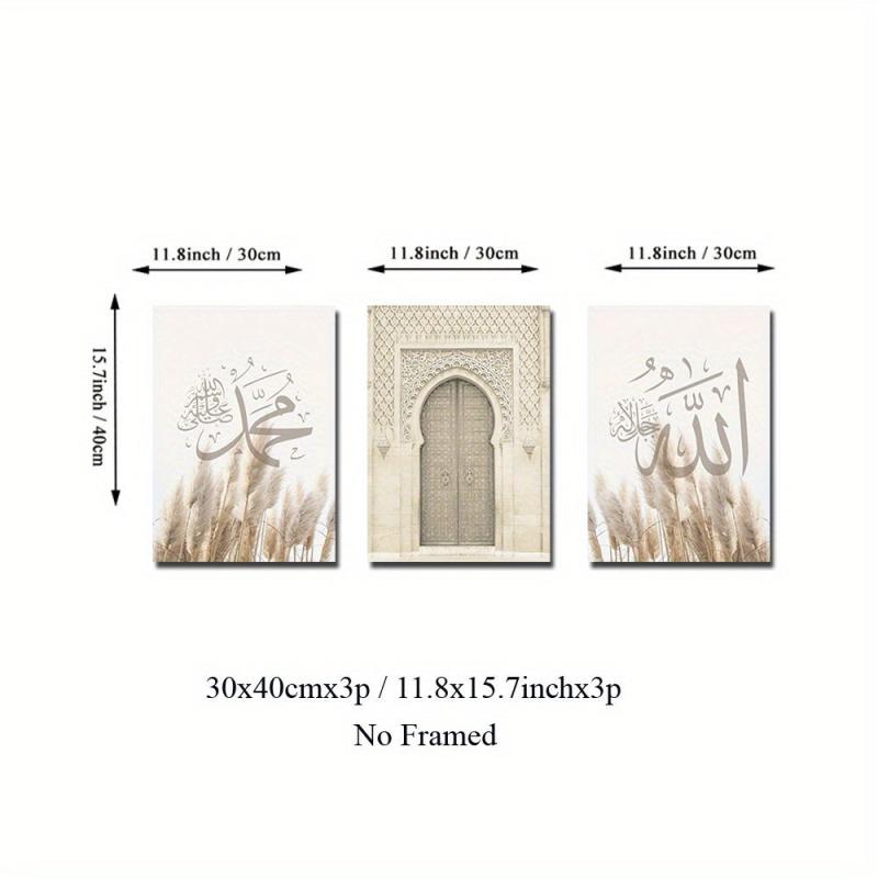 3pcs Log Style Moroccan Architecture Canvas Art Posters