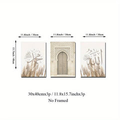 3pcs Log Style Moroccan Architecture Canvas Art Posters