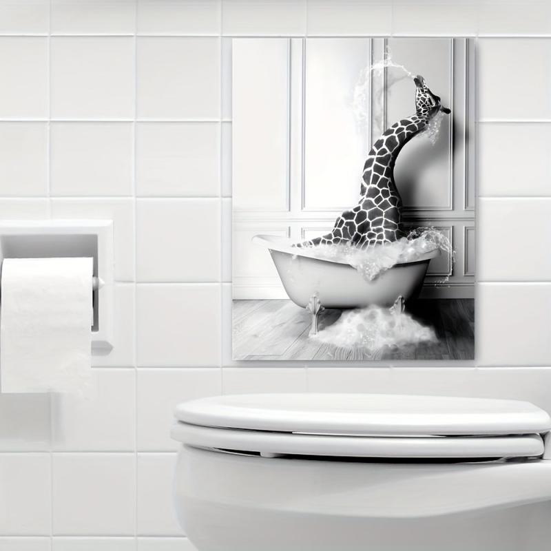 Giraffe Bathtub Canvas Poster Wall Picture Bathroom Decor